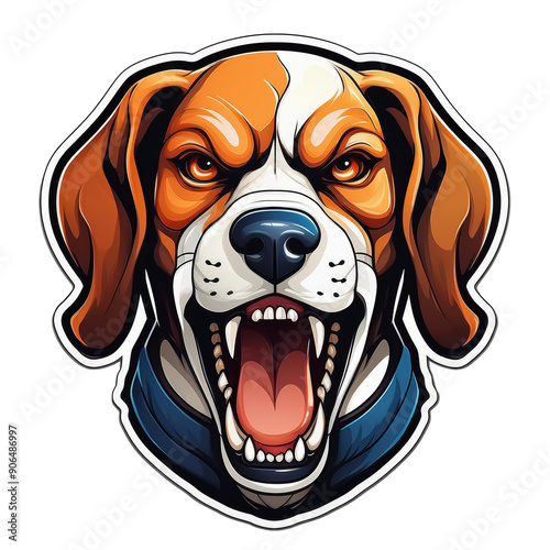 Obraz na płótnie Wild angry pugnacious combative motivational sport logo – beagle w salonie