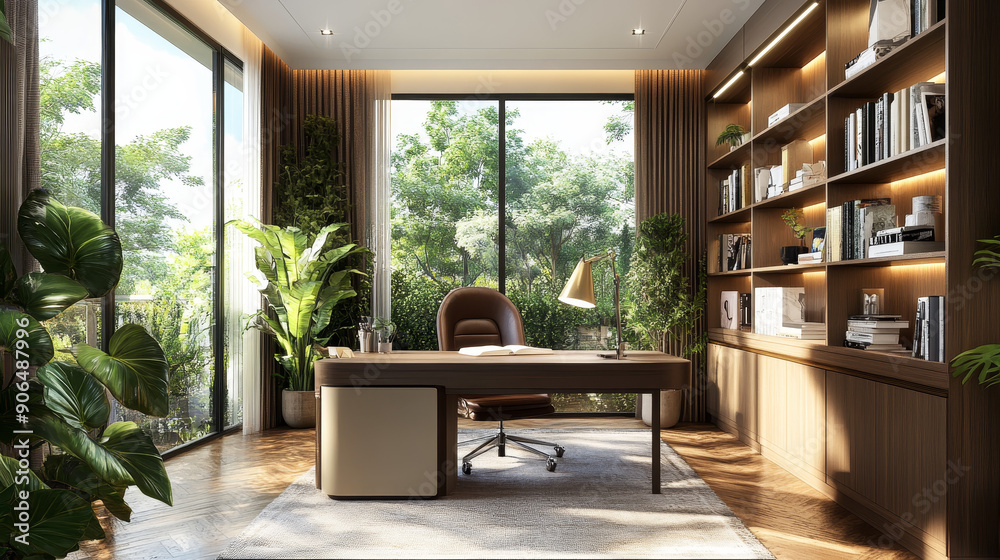3D illustration of a modern office space. 3D illustration of a modern office space.