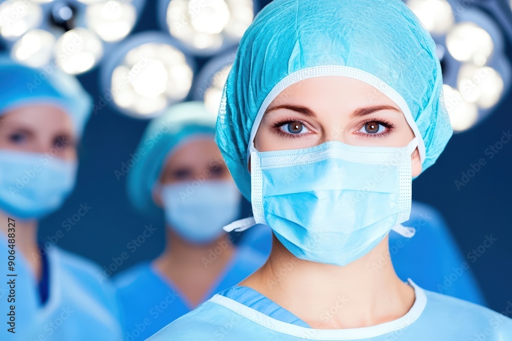 Surgeon with mask and scrubs in operating room
Surgeon with mask and scrubs in operating room