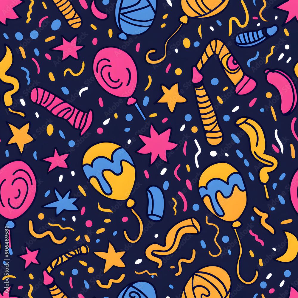 Naklejka premium New Year and Christmas 2d cartoon or graphic advertising background, Seamless pattern