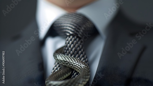 Close-up of a man's neck and collar area. photo