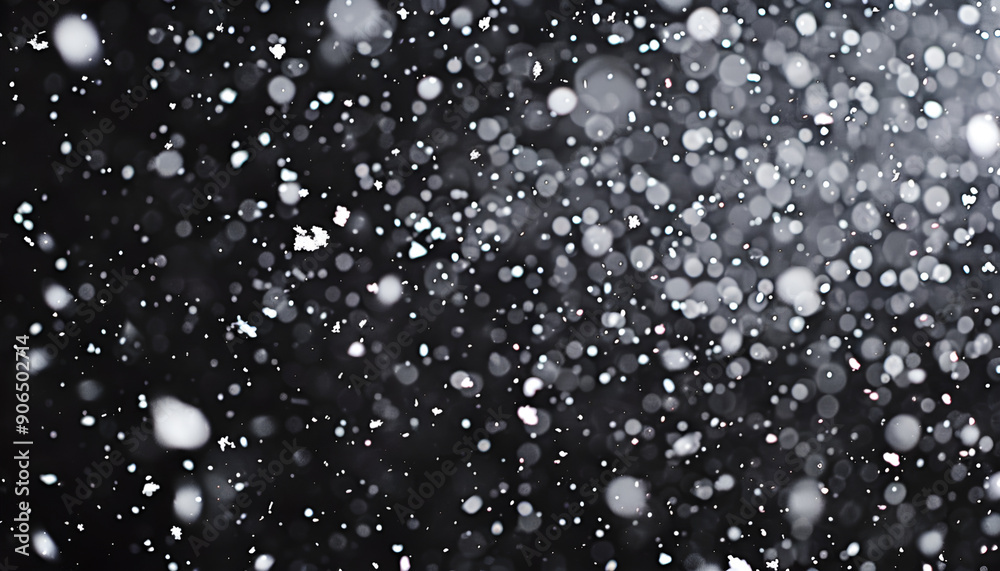 White snow falling down on black background White snow falling down on black background