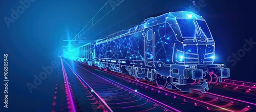 Futuristic Digital Rendering of a Freight Train on Tracks