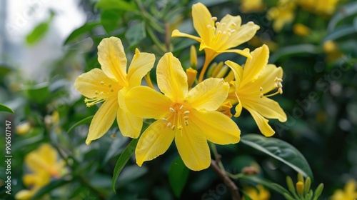 Yellow flowers of great beauty in the park photo