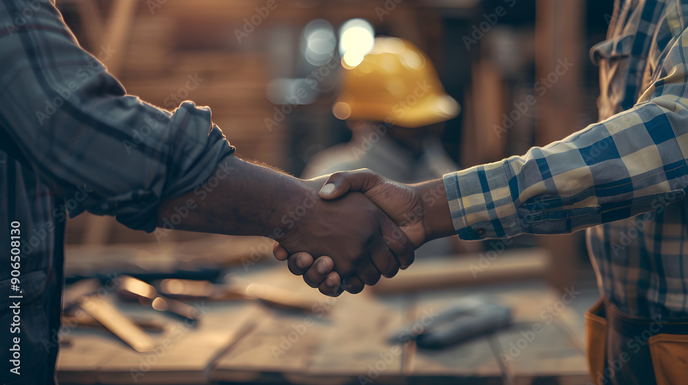 Contractor Homeowner Shake Hand Polish Project Complete Contractor Homeowner Shake Hand Polish Project Complete