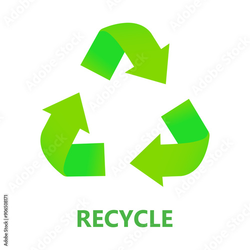Recycle. Green triangle arrows, usage, clean environment, pollution, save the planet, ecology, nature, zero waste, reuse, reduce, eco, biodegradable materials, natural, organic, microplastics. Vector