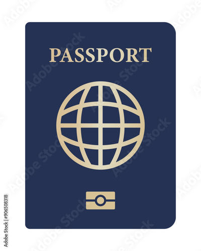 International passport. Travel, personal document, identification, identity verification, id card, built in electronic chip, journey, border control, trip, planet, dark blue cover, tourism, tourist