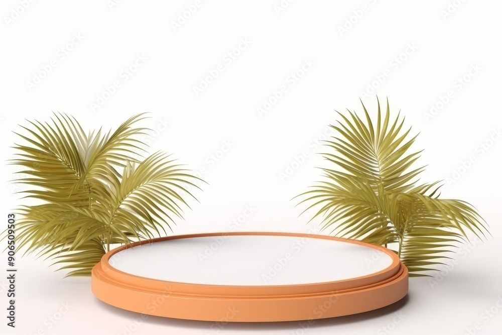 Obraz premium Podium with tropical palm trees.