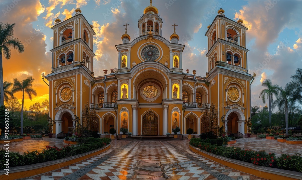 Obraz premium Golden Cathedral at Sunset