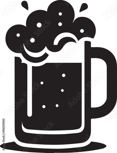 Beer mug silhouette Vector, Two clinking beer mugs icon vector illustration, Vector illustration on white background, 