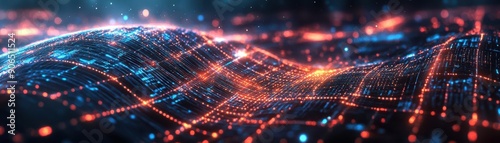 Wallpaper Mural abstract business concept with dynamic geometric shapes and glowing data streams, futuristic design, photo-realistic, detailed Torontodigital.ca