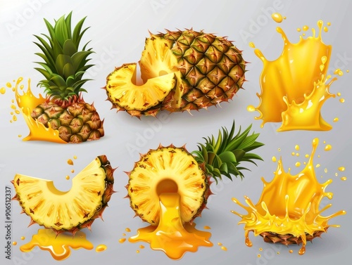 Pineapple Juice Splash Illustration