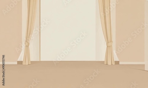 Minimalist Interior Design with Curtains and Beige Walls
