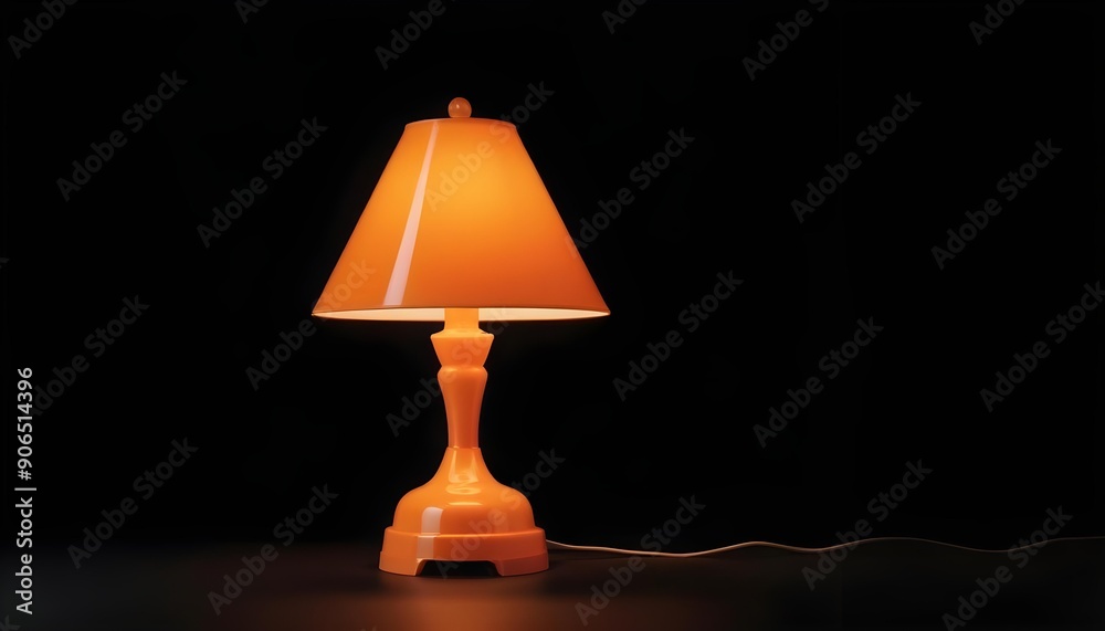 orange lamp isolated on a black background