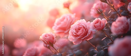 Soft Pink Roses in the Golden Hour.