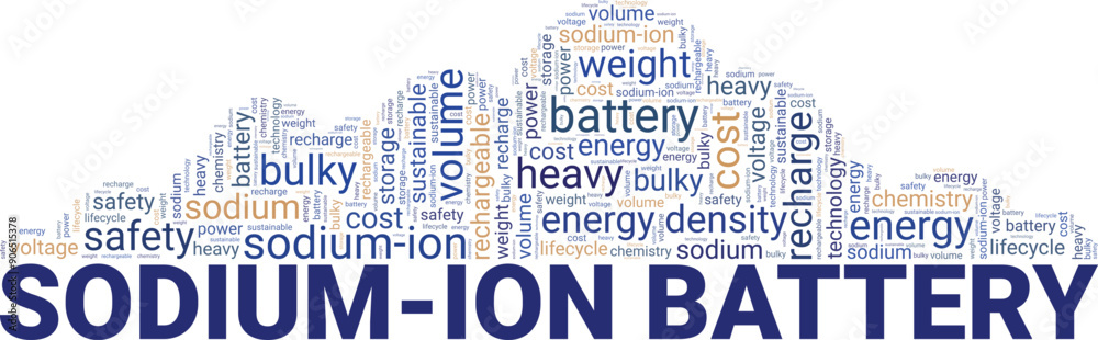 Obraz premium Sodium-ion Battery word cloud conceptual design isolated on white background.