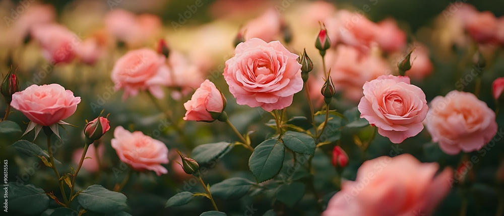 Fototapeta premium Delicate Pink Roses in Bloom.