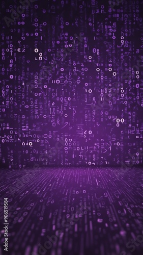purple binary code pattern technology abstract background with copy space