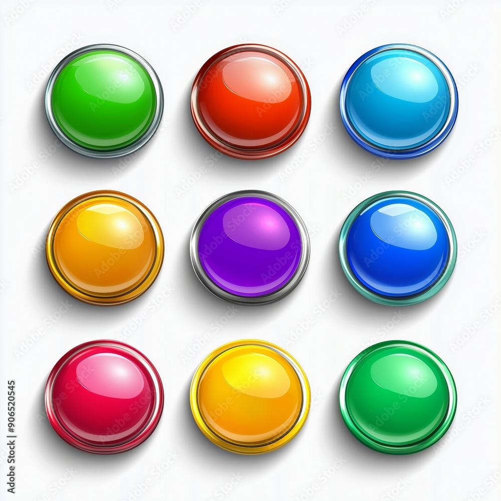 Array of Colorful Glossy Buttons in a Grid Layout Array of Colorful Glossy Buttons in a Grid Layout