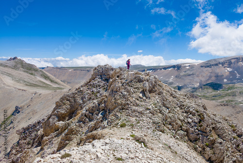 National park of Majella, Italy - Mountain summits in the Majella range, central Italy, Abruzzo region, with characteristic landscape of rocky expanses between valleys and plateaus
