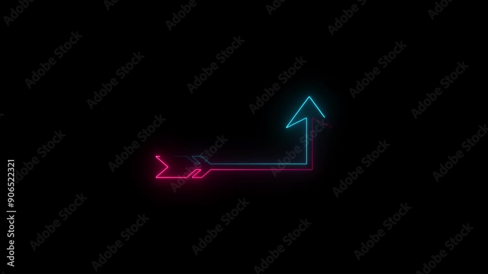 Abstract glowing thin line directional arrow Abstract glowing thin line directional arrow