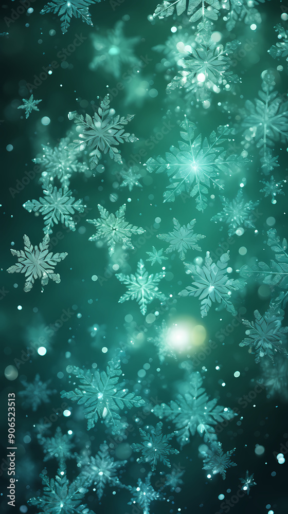 Digital green snowflake glitter pattern abstract poster background Digital green snowflake glitter pattern abstract poster background