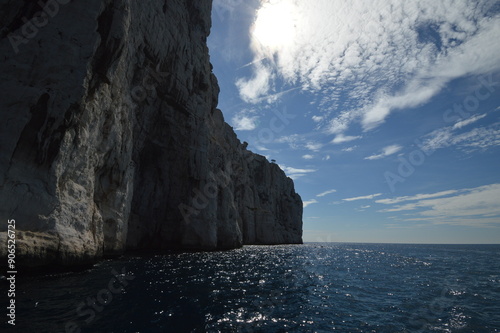 France, illustration of the sea and cove in Marseille in summer.