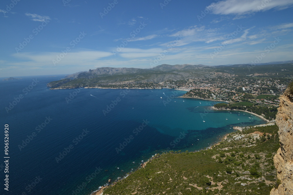 France, illustration of the sea and cove in Marseille in summer. France, illustration of the sea and cove in Marseille in summer.