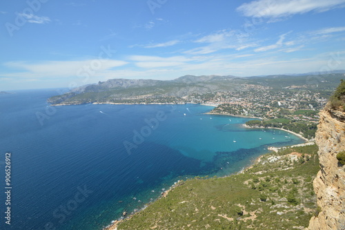 France, illustration of the sea and cove in Marseille in summer.