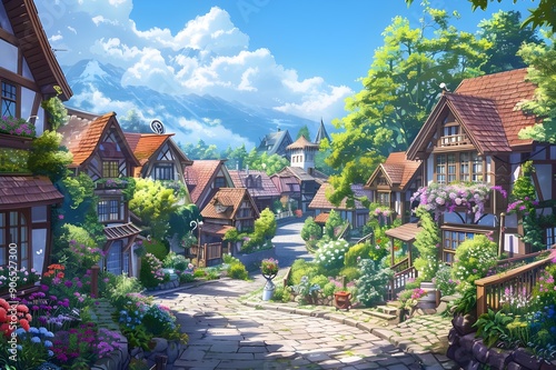 A Charming European Village Scene