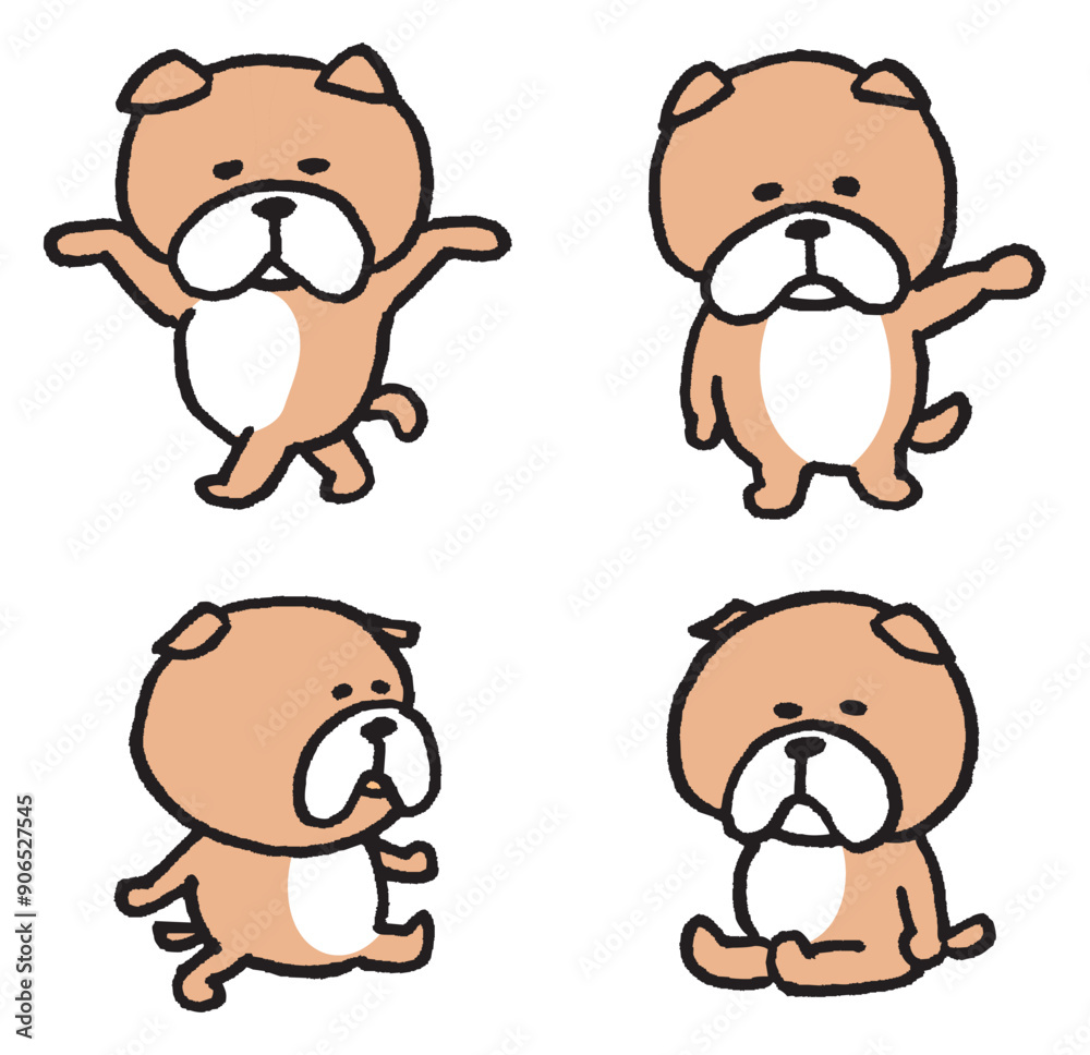 Obraz premium おじさんのような可愛いブルドッグのキャラ素材