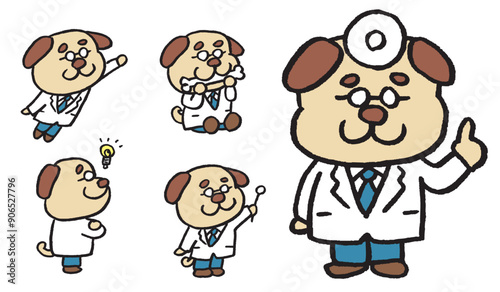 かわいい医者のおじさん犬