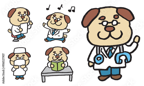 かわいい医者のおじさん犬