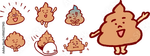 茶色で形のきれいなかわいいうんこのキャラ素材