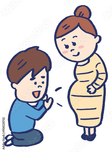 ワンピースを着たかわいい妊婦さん