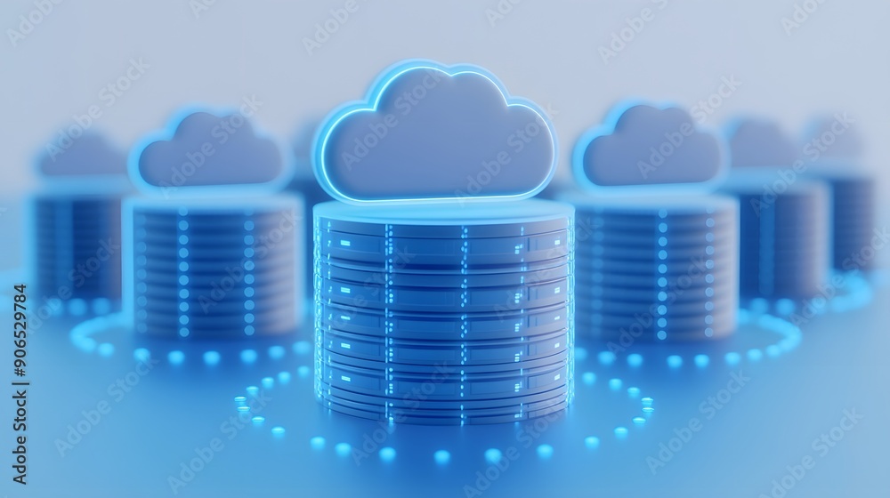 Illustration of cloud computing servers. Innovative technology network data storage concept. Digital cloud infrastructure. Illustration of cloud computing servers. Innovative technology network data storage concept. Digital cloud infrastructure.
