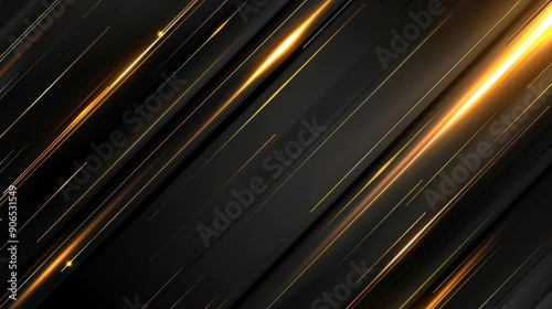 Abstract background with black and gold diagonal light streaks, creating a sleek and dynamic visual effect.