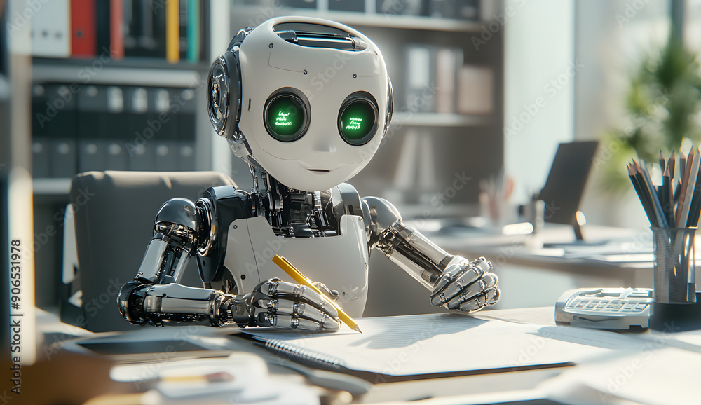 Photo of a Robot Writing on Paper with a Pencil, Demonstrating the Integration of Traditional Handwriting Techniques and Modern Robotics Photo of a Robot Writing on Paper with a Pencil, Demonstrating the Integration of Traditional Handwriting Techniques and Modern Robotics