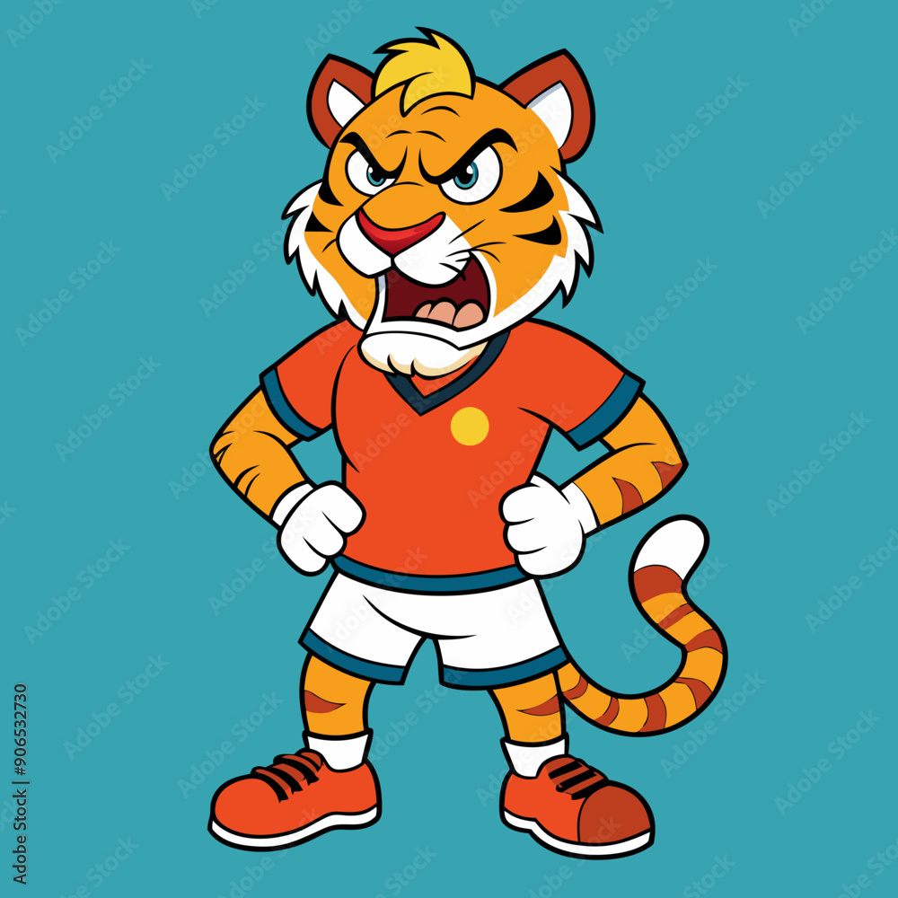 tiger sport football soccer,animal vector maskot illustration tiger sport football soccer,animal vector maskot illustration