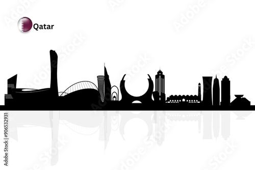 Qatar skyline, Qatar cityscape, Qatar skyscraper buildings vector silhouette. vector illustrator
