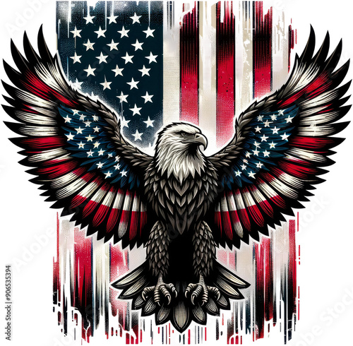 A patriotic eagle with the American flag in the background. The eagle is the symbol of freedom and strength, and the flag represents the country's values and ideals