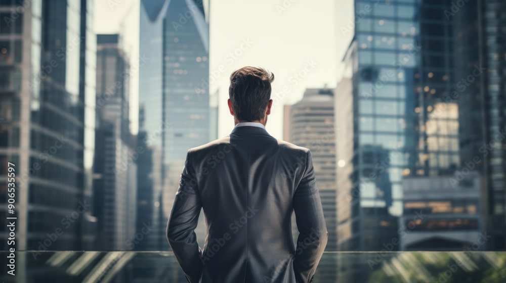 man in a suit against the backdrop of a skyscraper. man in a suit against the backdrop of a skyscraper.