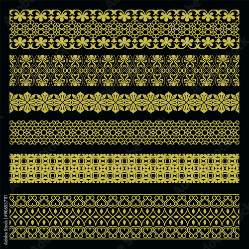floral border pattern. decorative leaf  collection line art ornament