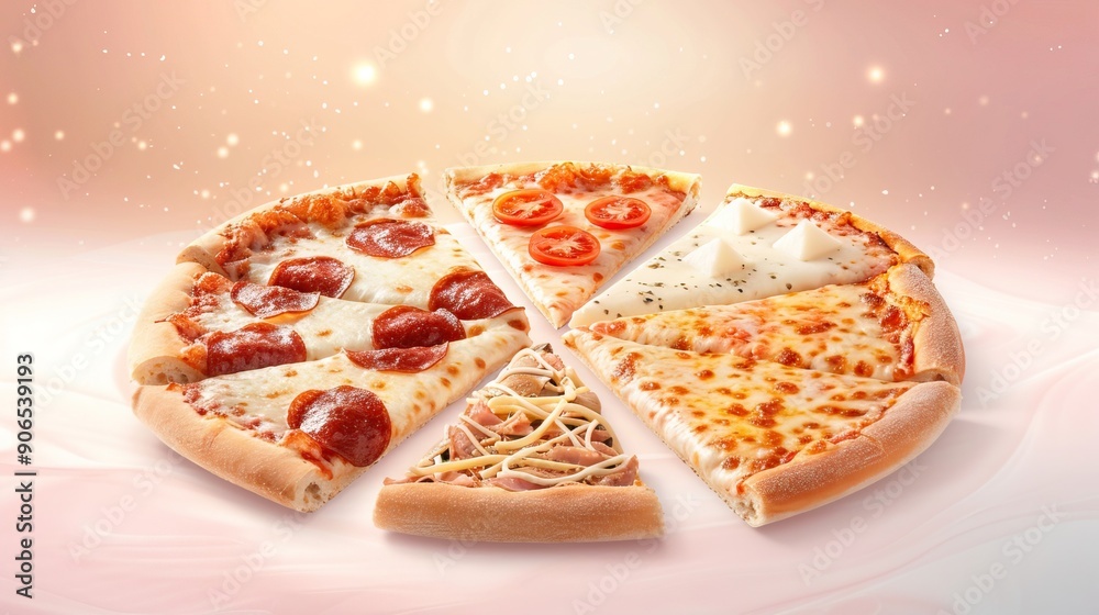 A delicious pizza with various toppings. A delicious pizza with various toppings.