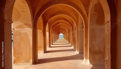 Arched Passageway Leading to the Sea on a Sunny Day