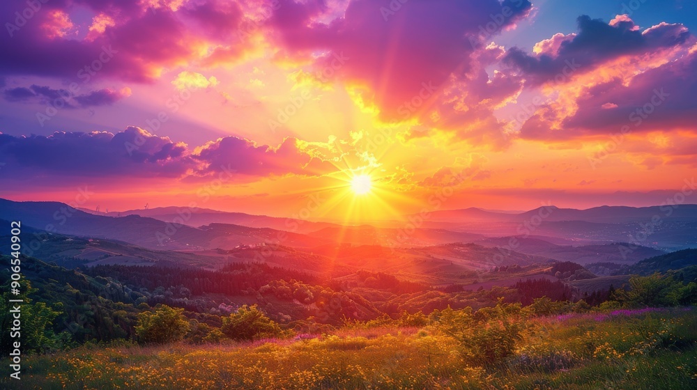 A vibrant sunset background with the sun setting over a picturesque landscape, the sky ablaze with shades of orange, pink, and purple, and the surrounding scenery bathed in the warm, golden light of A vibrant sunset background with the sun setting over a picturesque landscape, the sky ablaze with shades of orange, pink, and purple, and the surrounding scenery bathed in the warm, golden light of
