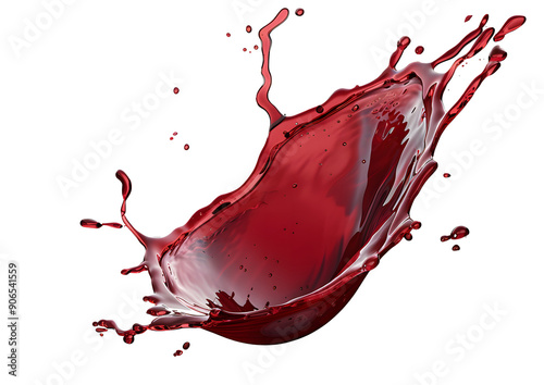 syrup red splash with droplets and bauble, isolated on a transparent background with a PNG format. syrup red flowing design