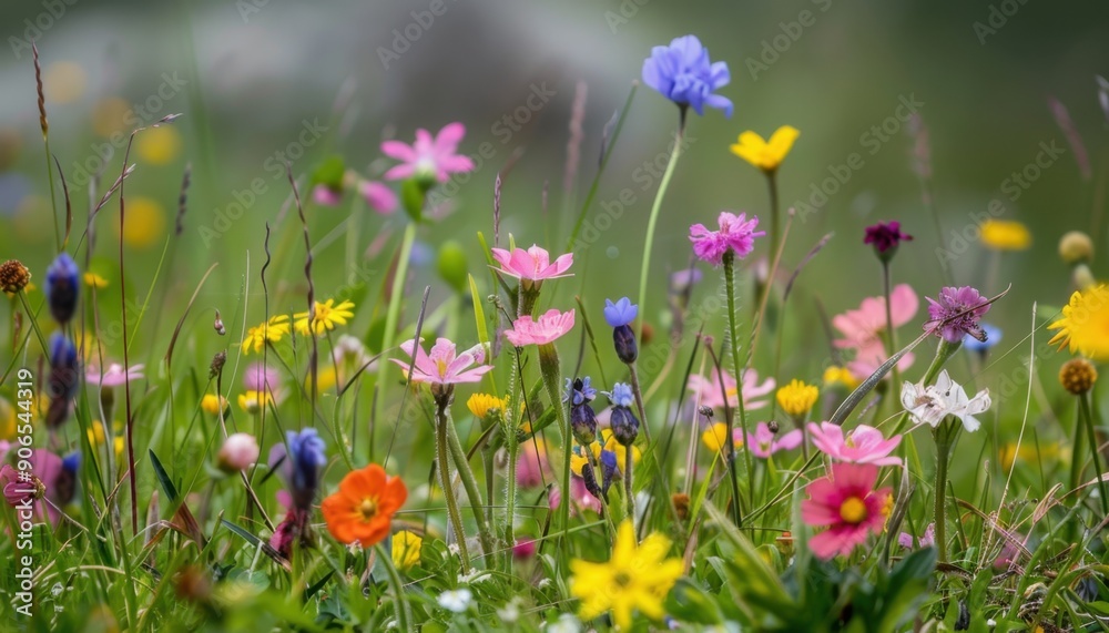 Colorful Wildflowers Blooming in a Meadow During Summer Colorful Wildflowers Blooming in a Meadow During Summer