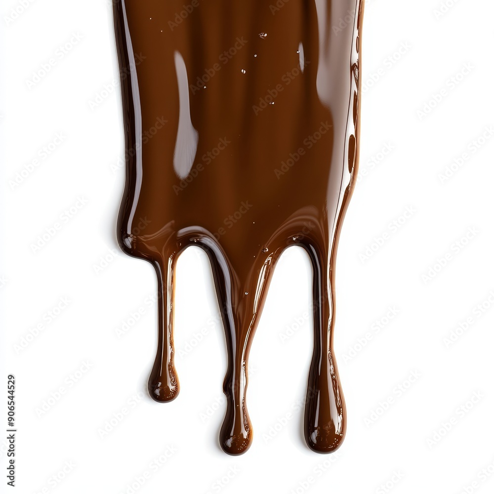 A brown liquid drips down a white background, creating a sense of movement