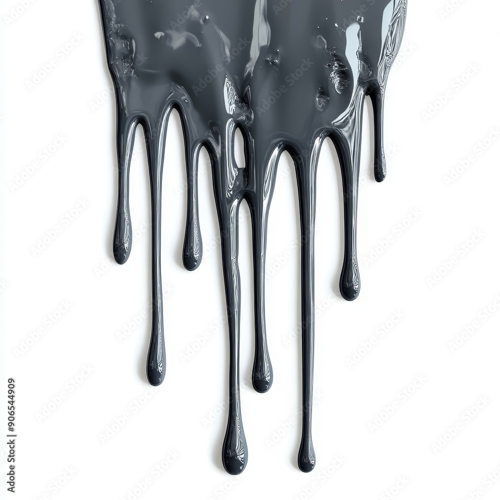 A painting of a dripping silver paint with a white background A painting of a dripping silver paint with a white background